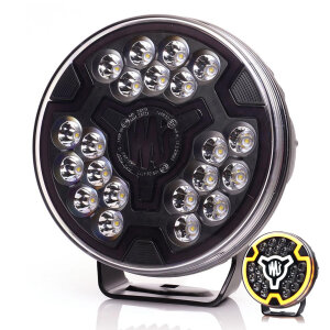 W257 BLACK - 7-inch long-range headlight - yellow position light - Ref 17.5 - tinted
