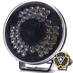W268 BLACK - 9-inch long-range headlight - yellow position light - Ref 30 - tinted