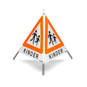 Folding signal with warning symbol VZ 101 - 70 cm - CHILDREN - fluorescent