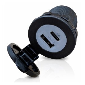 USB-Steckdose USB-A + USB-C | Schnellladefunktion | 45W max | 12V / 24V | ECE-R10