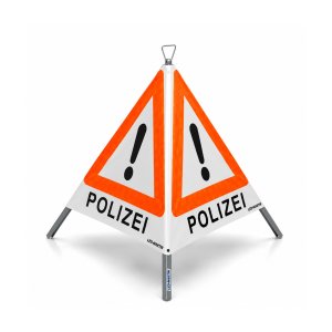 Folding sign with warning symbol VZ 101 - 70 cm - POLICE - reflective warning triangle