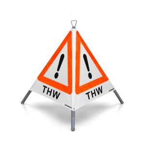 Folding warning sign with warning symbol VZ 101 - 70 cm - THW - reflective warning triangle