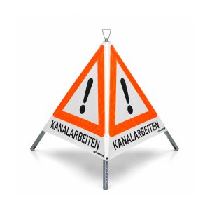 Folding Sign with Warning Symbol VZ 101 - 70 cm - SEWER WORK - Reflective Warning Triangle