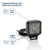 RS1700 - LED reversing light / work light - 1700lm - square - 12V/24V