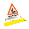 Folding sign with warning symbol VZ 123 - 70 cm - construction site - day-glo
