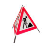 Folding sign with warning symbol VZ 123 - 70 cm - construction site - day-glo