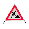 Folding sign with warning symbol VZ 123 - 70 cm - construction site - day-glo